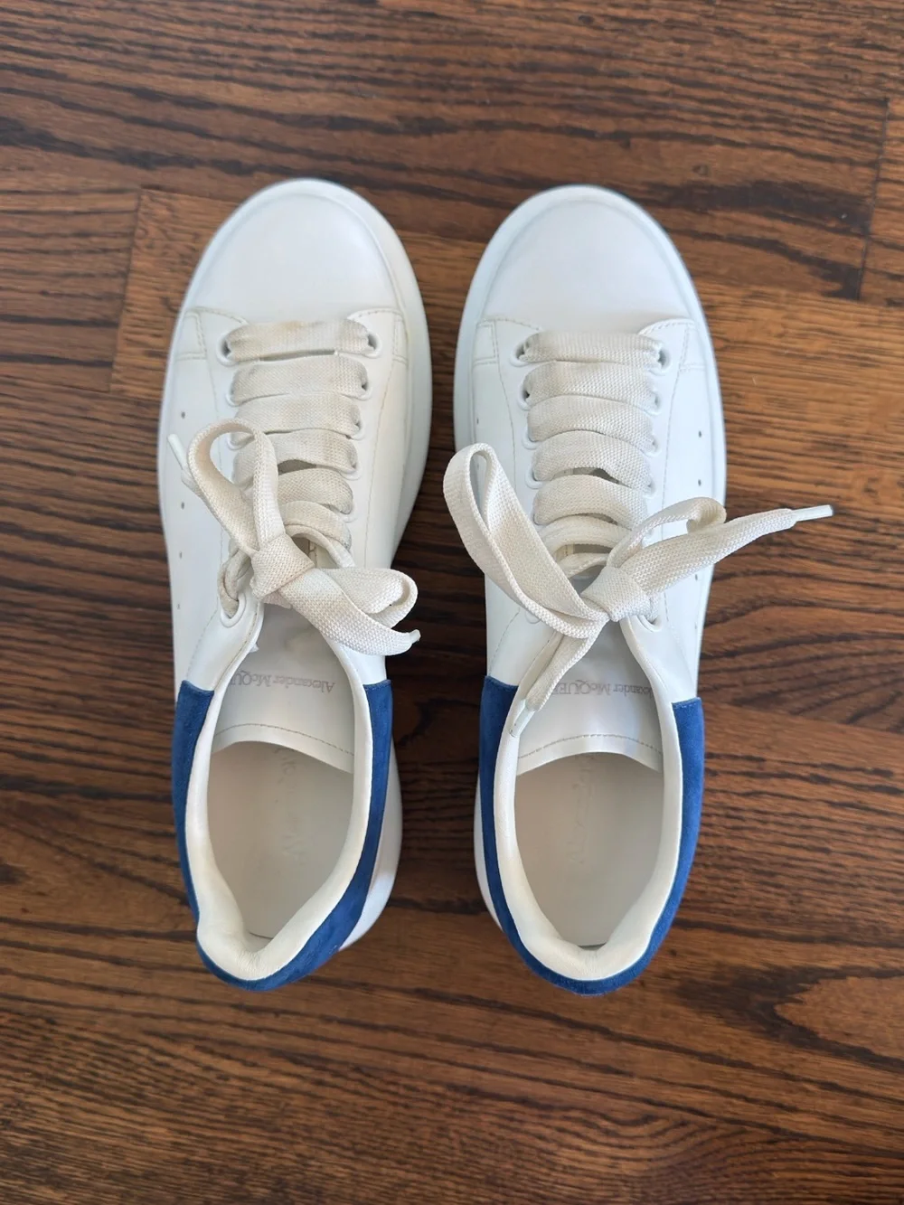 Alexander McQueen Oversized Sneakers White Paris Blue Suede Size 39 Luxury